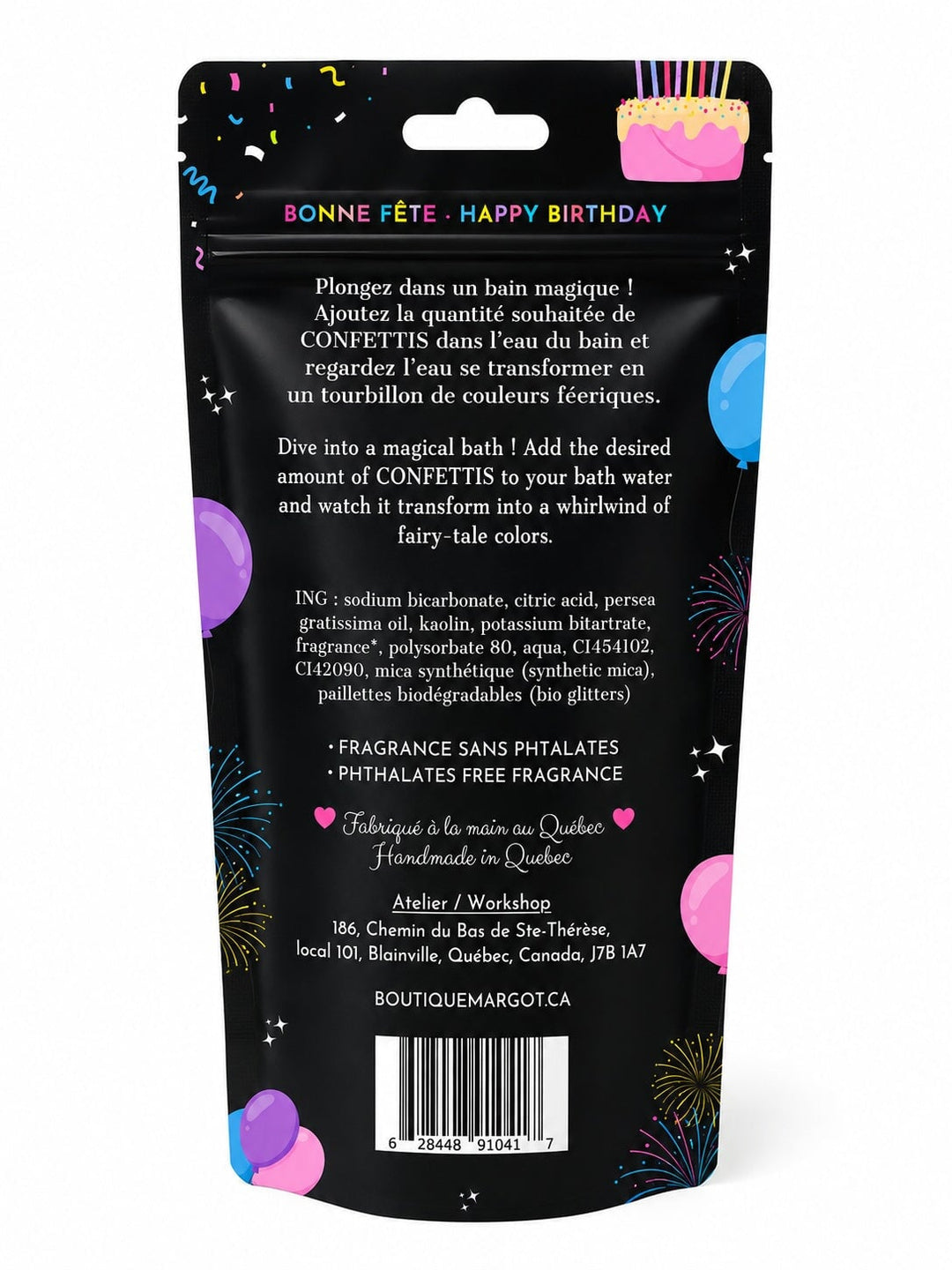 Bombe de bain confettis bonne fête violet Margot Mlle et Coco