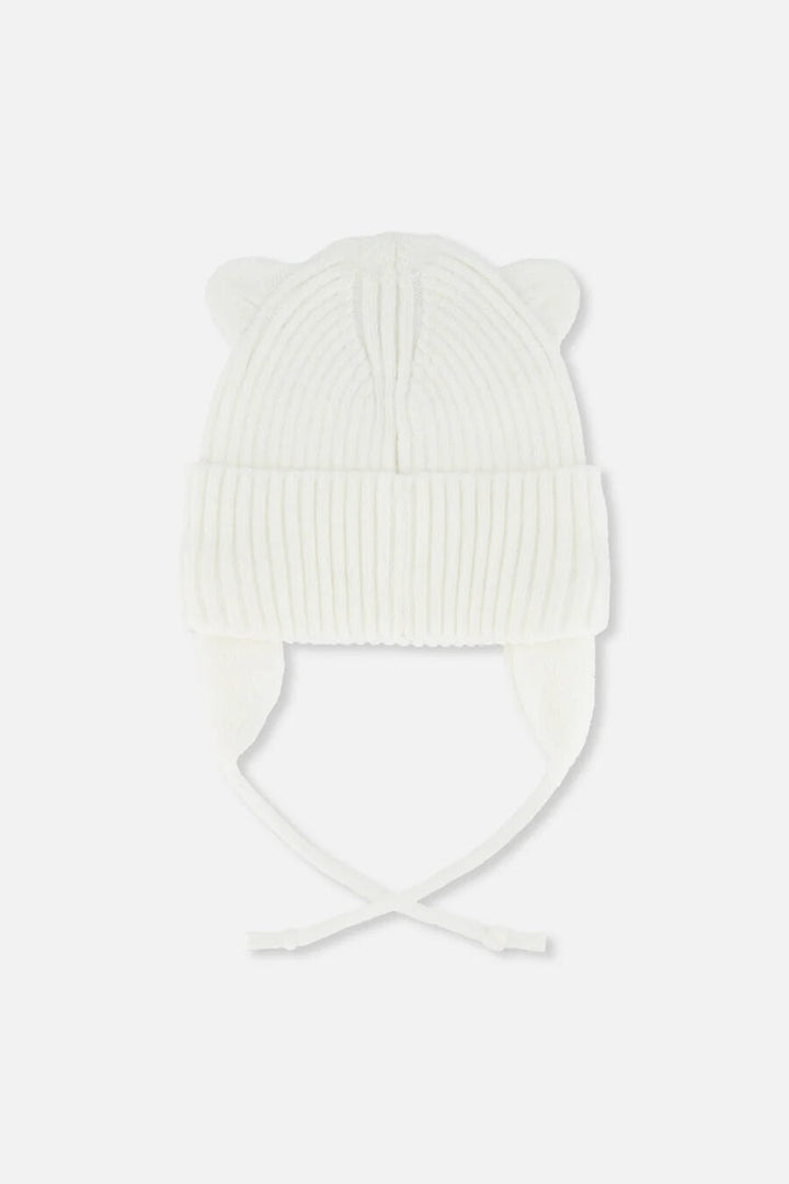 Bonnet mi-saison en tricot avec cordons Blanc Deux par Deux Mlle et Coco