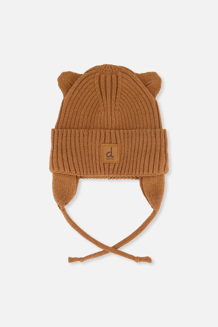 Bonnet mi-saison en tricot avec cordons Brun cassonade Deux par Deux Mlle et Coco