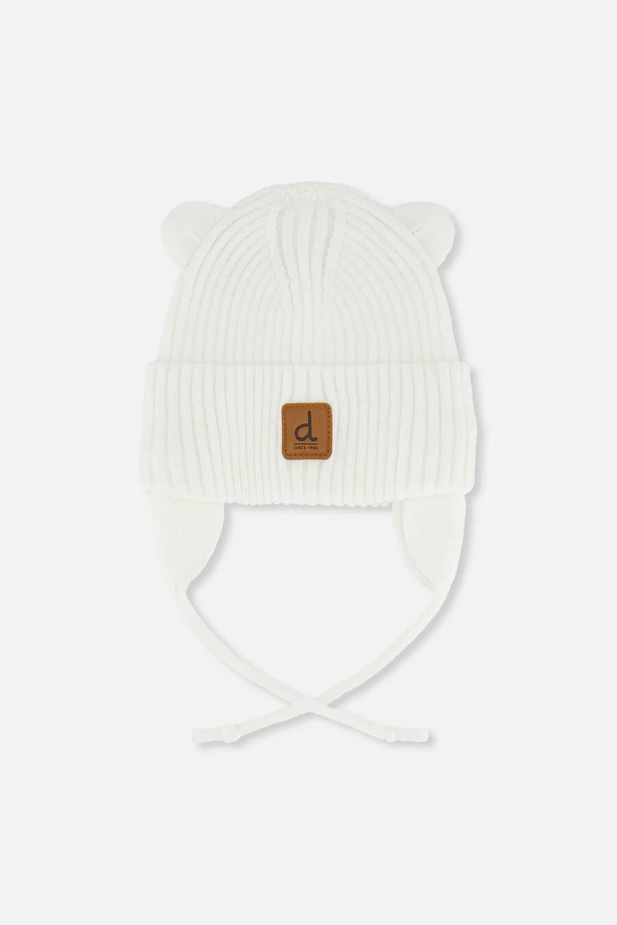 Bonnet mi-saison en tricot avec cordons Blanc Deux par Deux Mlle et Coco