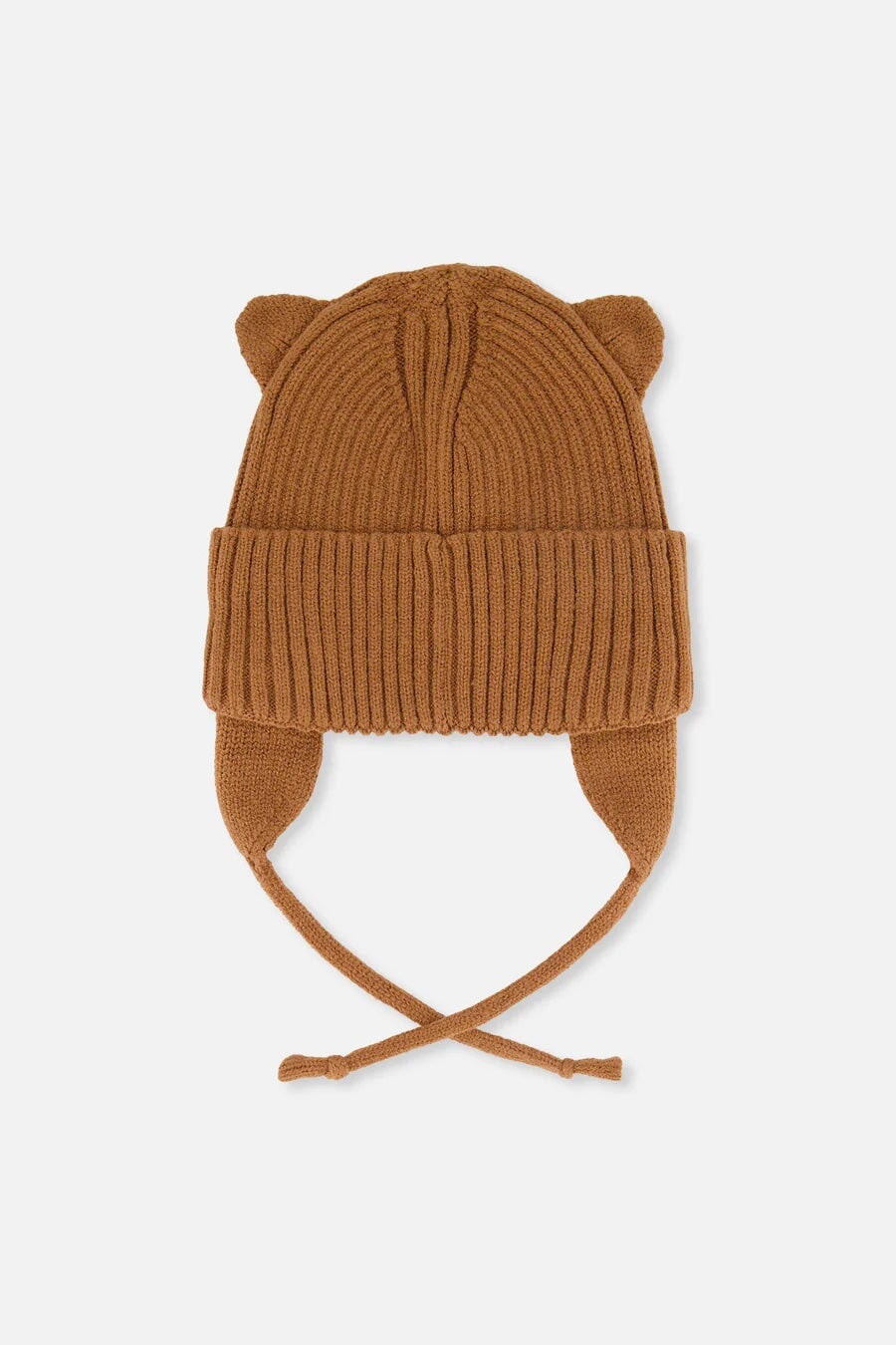 Bonnet mi-saison en tricot avec cordons Brun cassonade Deux par Deux Mlle et Coco
