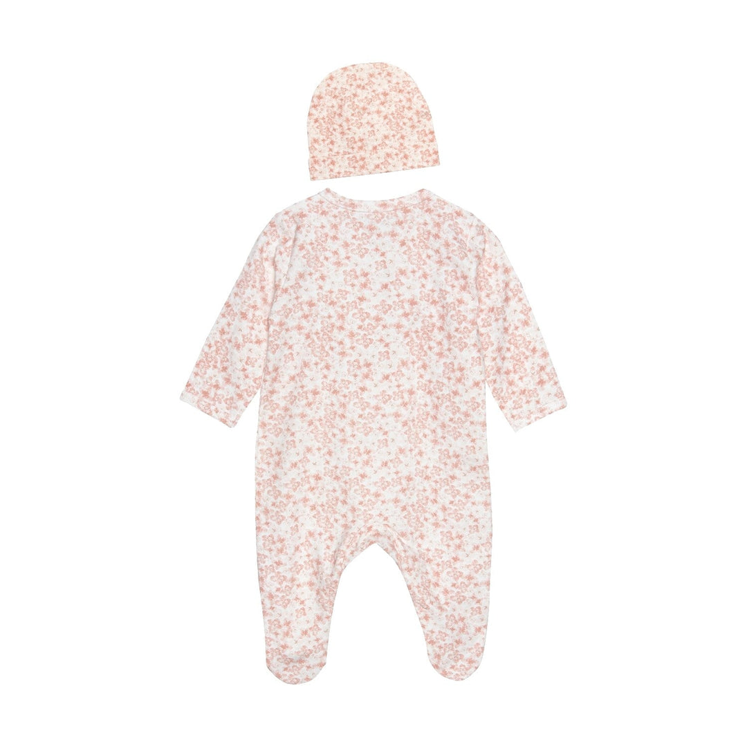 pyjama une-pièce fleuri rose bonnet manches longues Fixoni vêtement