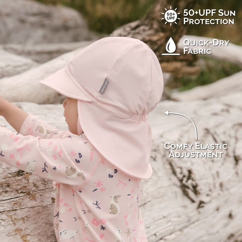 bonnet anti-uv bébé nylon rose doux Jan &amp; Jul