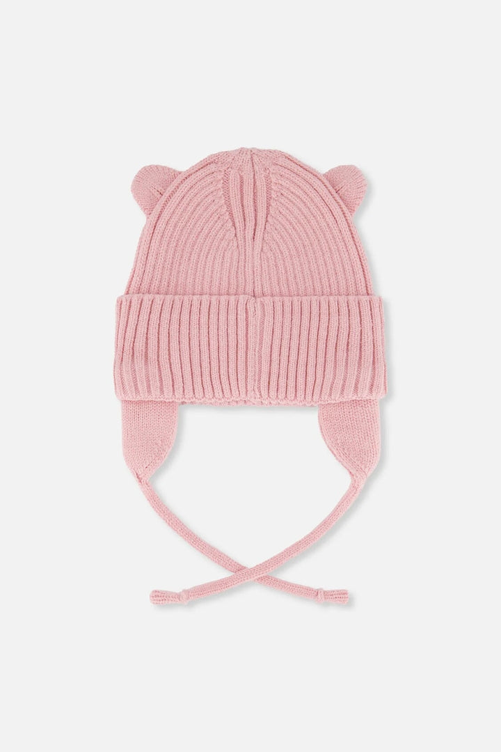 Bonnet hiver en tricot avec cordons Vieux rose Deux par Deux Mlle et Coco