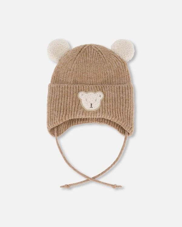 bonnet trioté doublé cache-oreilles sherpa brun Deux par Deux