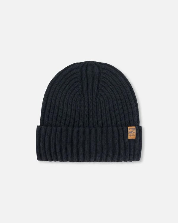 bonnet mi-saison Deux par Deux en tricot noir, accessoires enfants