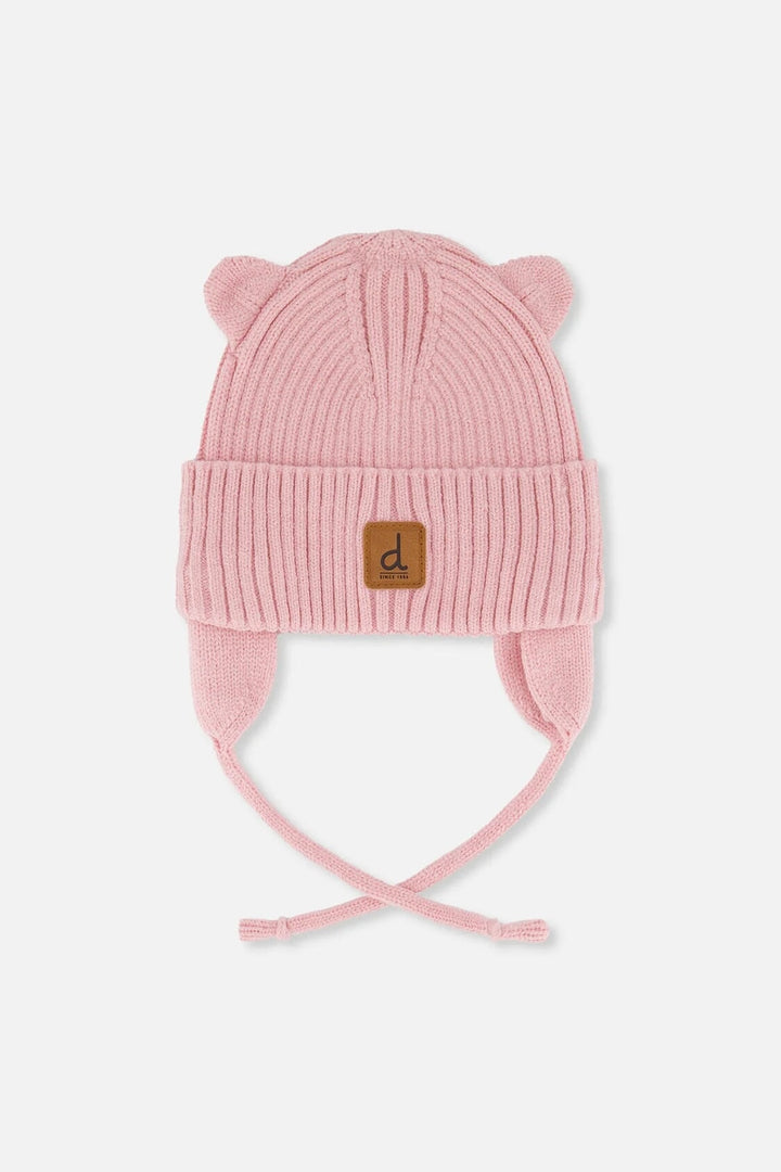 Bonnet hiver en tricot avec cordons Vieux rose Deux par Deux Mlle et Coco