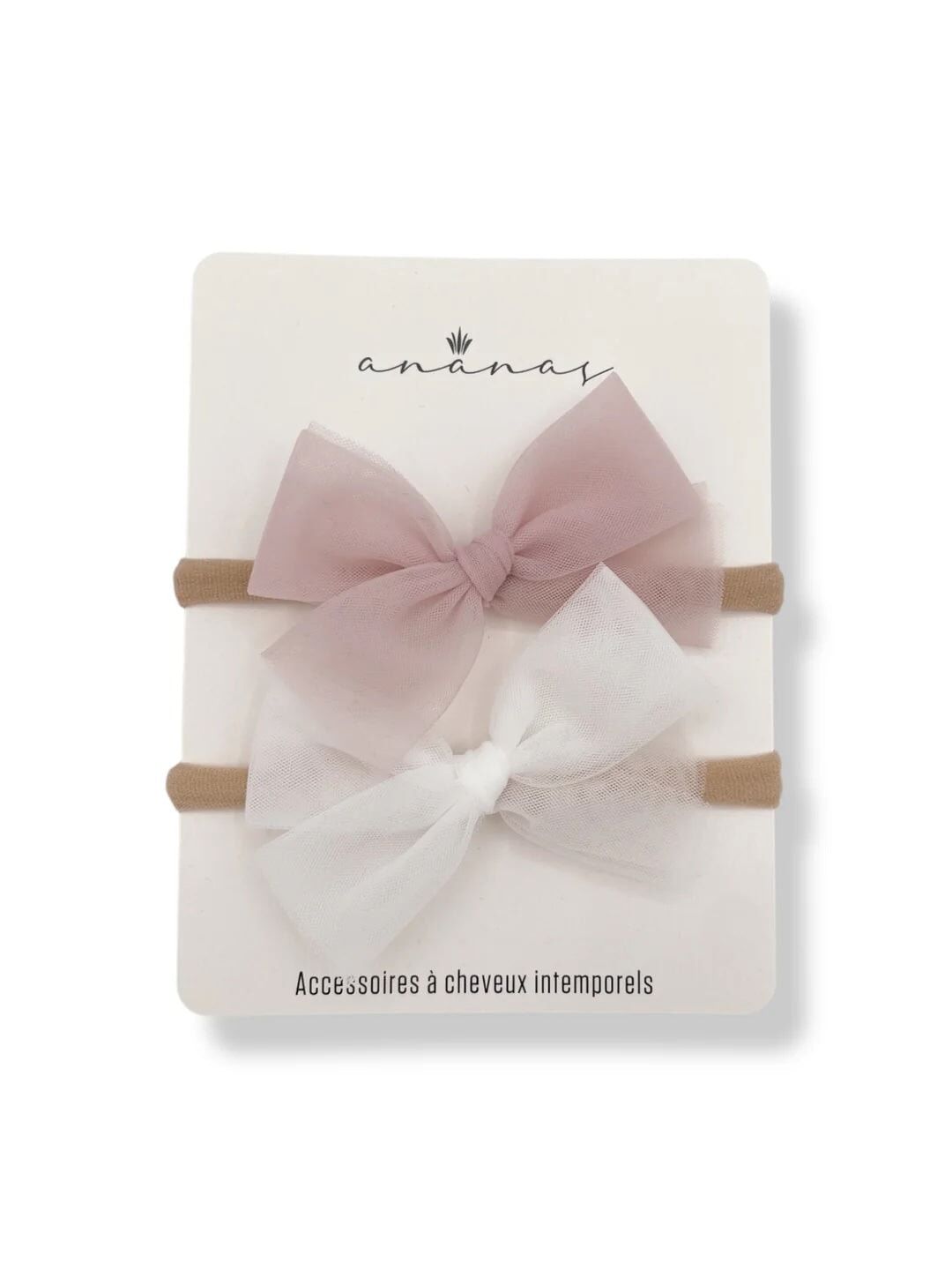 Bandeau boucle tulle ballerine blanc et rose Ananas Mlle et Coco