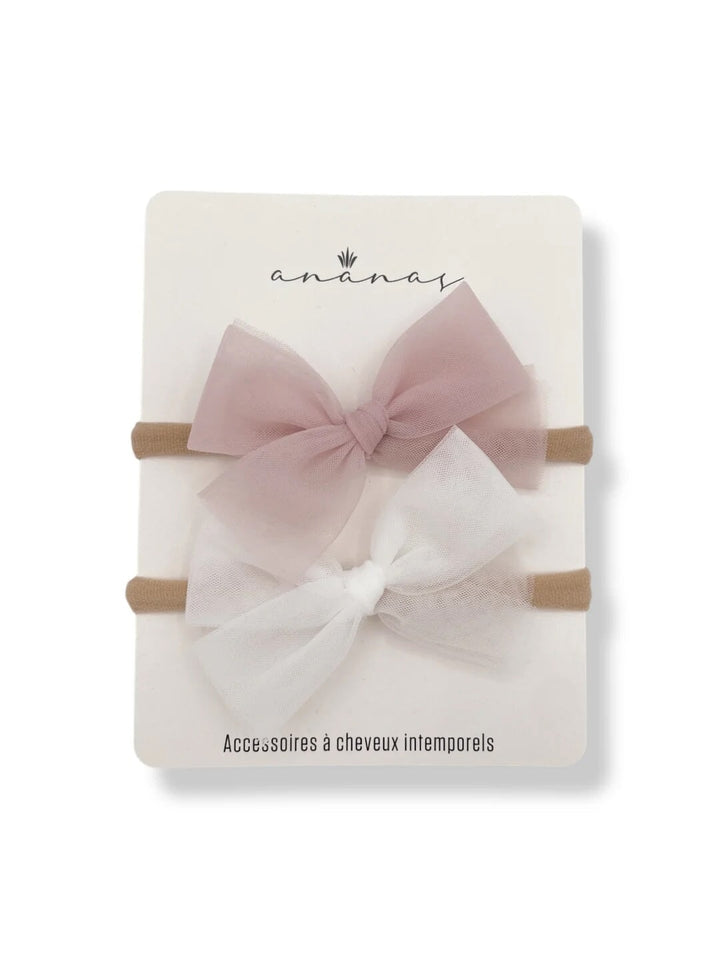Bandeau boucle tulle ballerine blanc et rose Ananas Mlle et Coco