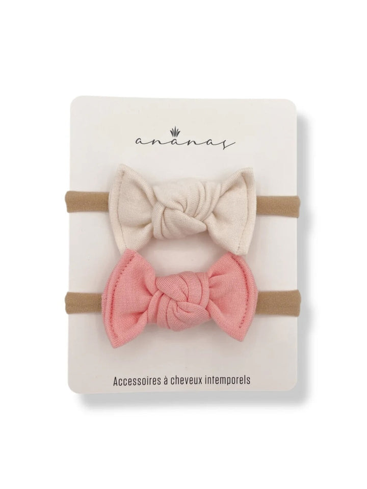 Bandeau boucles bambou ivoire et rose quartz Ananas Mlle et Coco
