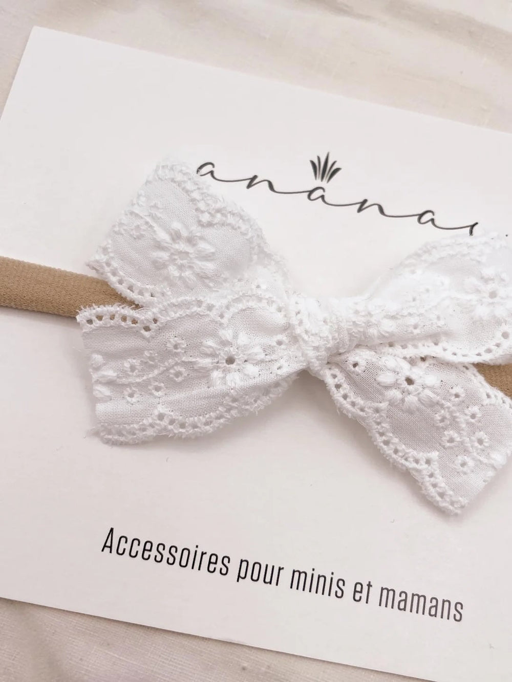Bandeau boucle brodée Blanc Ananas Mlle et Coco