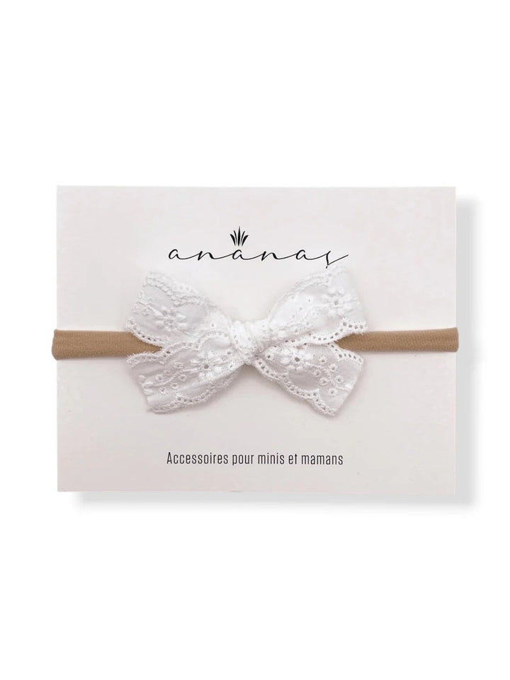 Bandeau boucle brodée Blanc Ananas Mlle et Coco