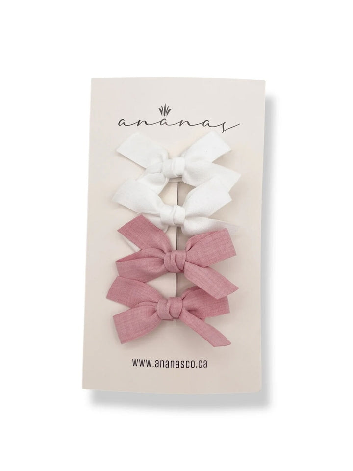 Boucles à cheveux sur pinces rose et blanc Ananas Mlle et Coco