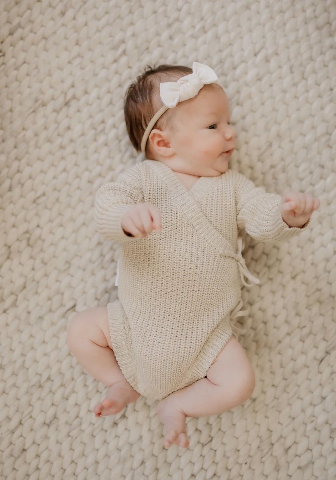 Bandeau boucle bambou blanc et sauge Ananas Mlle et Coco
