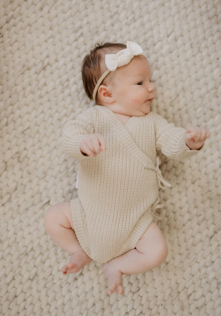 Bandeau boucle bambou blanc et sauge Ananas Mlle et Coco