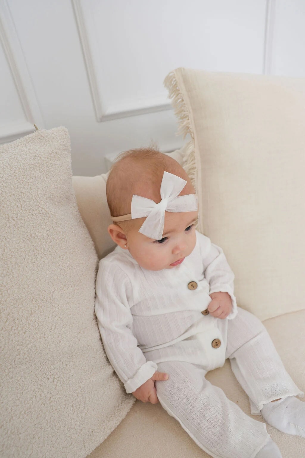 Bandeau boucle tulle ballerine blanc et rose Ananas Mlle et Coco