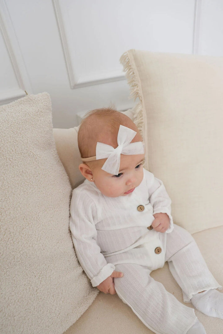 Bandeau boucle tulle ballerine blanc et rose Ananas Mlle et Coco
