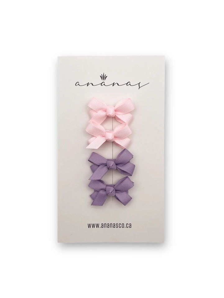 Ensemble de 4 bouclettes sur pinces de Ananas et Co Rose et Lilas