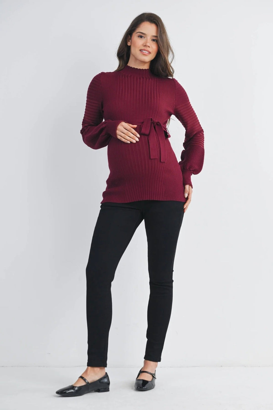 Pull maternité avec ceinture Bourgogne Hello Miz Mlle et Coco