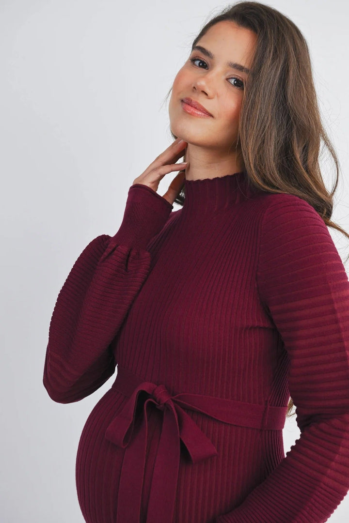 Pull maternité avec ceinture Bourgogne Hello Miz Mlle et Coco