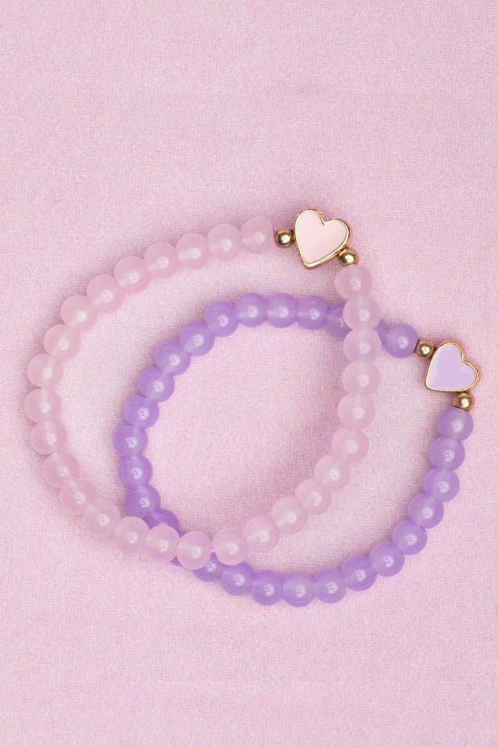 2 bracelet rose mauve breloque coeur et étoile great pretender