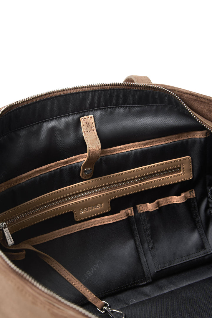 Sac fourre-tout en suède taupe Lambert Mlle et Coco