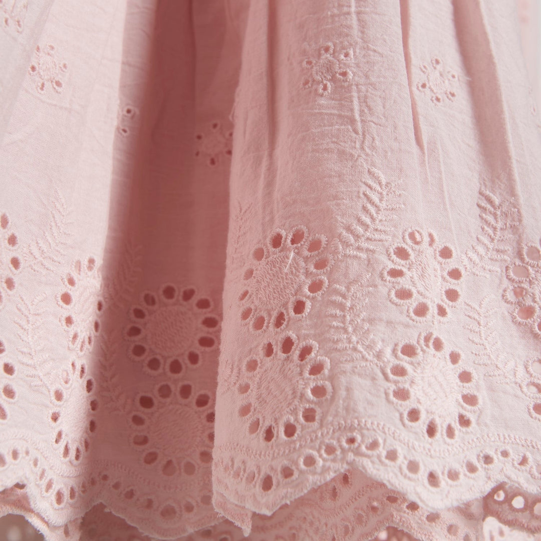 robe creamie dentelle rose pétale bretelle vêtement enfant fille
