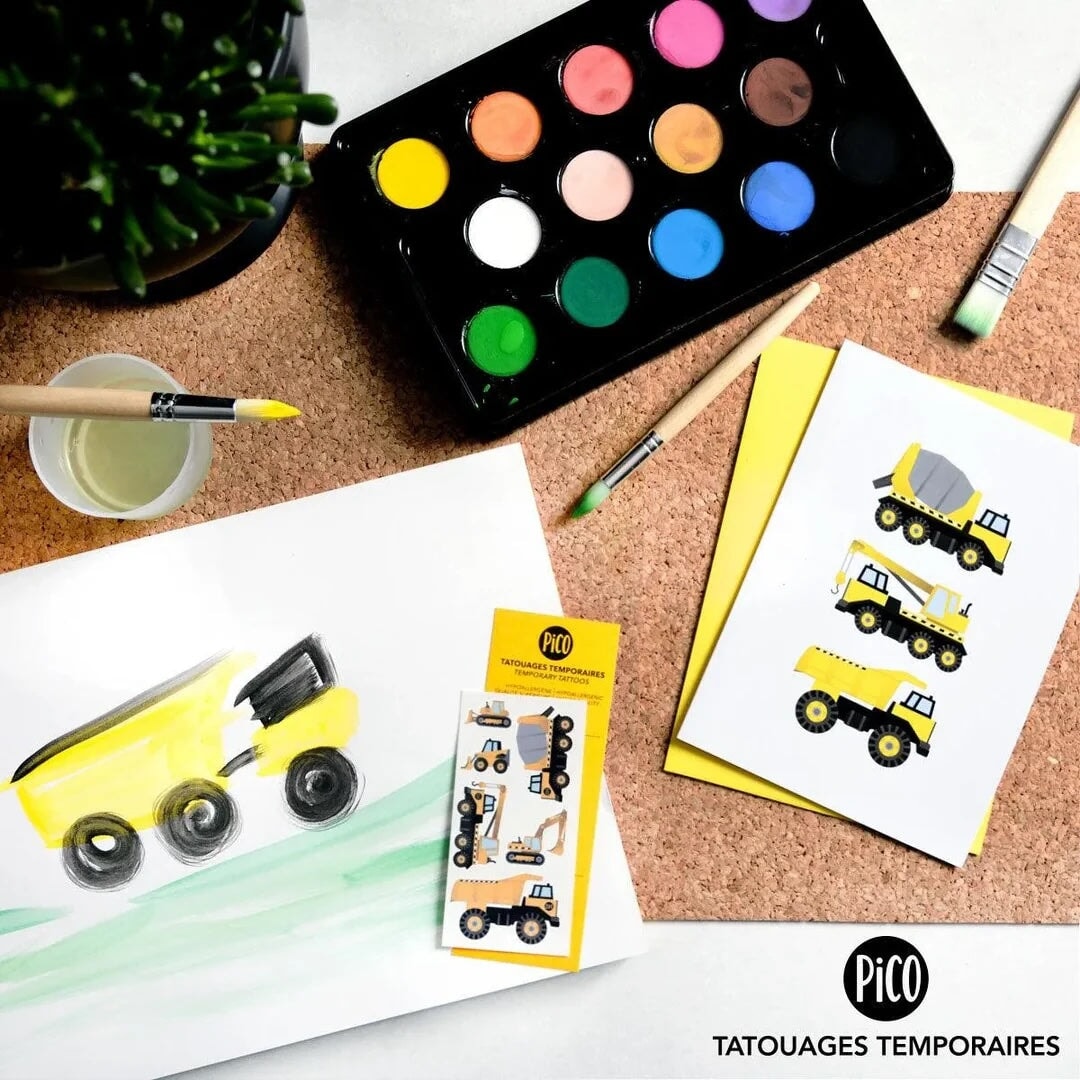 Carte de souhait camions Pico tatouage Mlle et Coco