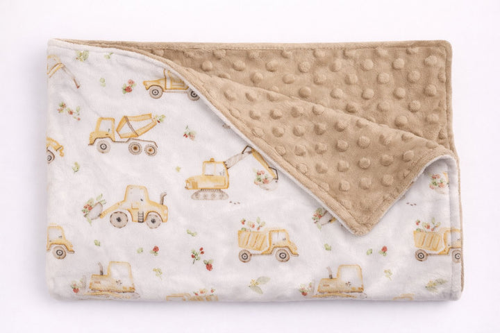 Minky blanket - Construction truck and strawberry - Mlle and Coco