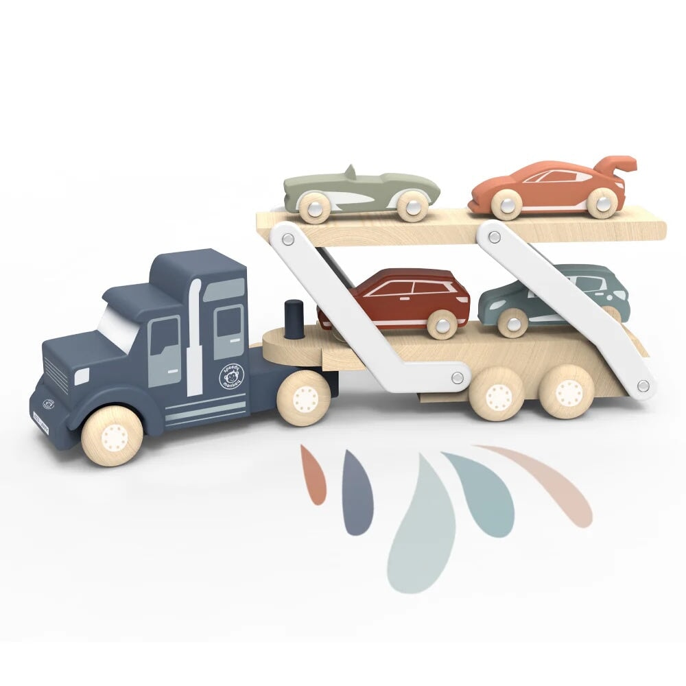 Camion transporteur en bois Speedy Monkey Mlle et Coco