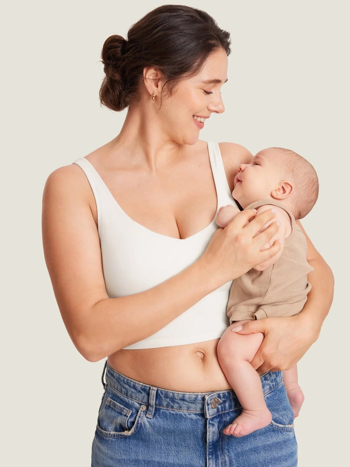 Camisole courte maternité et allaitement natrelax blanc Momanda Mlle et Coco