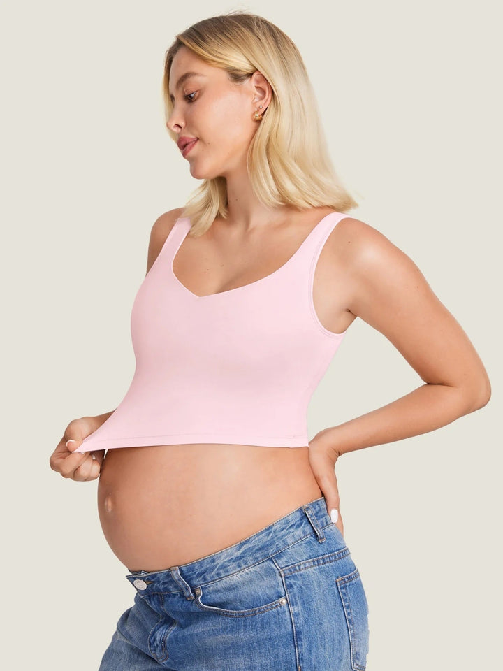 Camisole courte allaitement et maternité natrelax rose fraise Momanda Mlle et Coco
