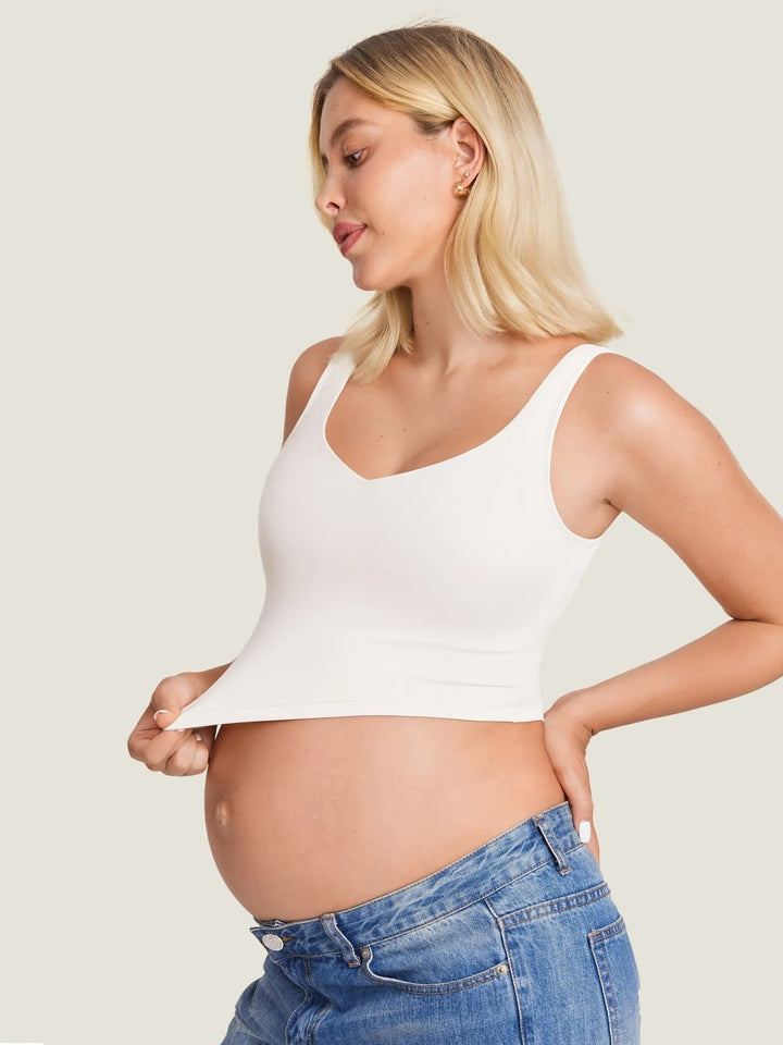 Camisole courte maternité et allaitement natrelax blanc Momanda Mlle et Coco