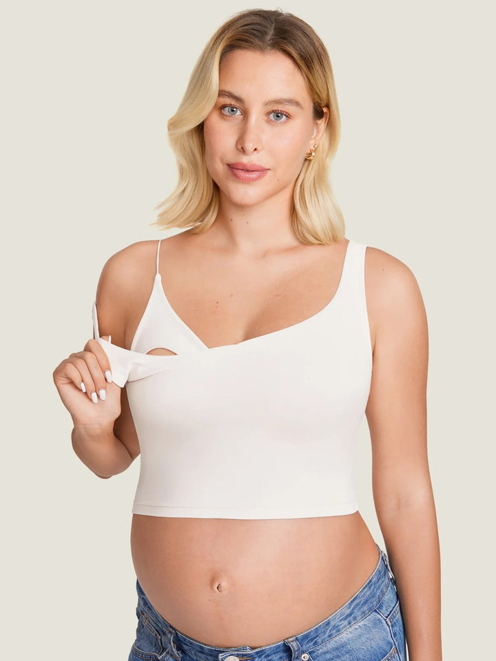 Camisole courte maternité et allaitement natrelax blanc Momanda Mlle et Coco