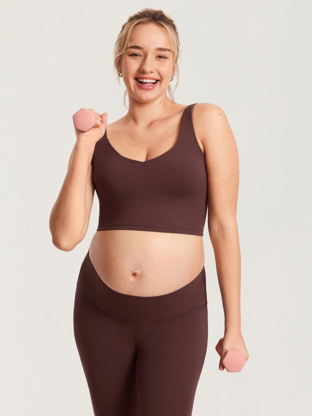 Camisole courte maternité et allaitement Natrelax Taupe Momanda Mlle et Coco