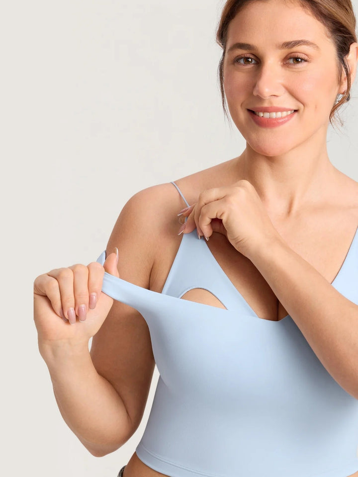 Camisole courte maternité et allaitement Natrelax Bleu glace Momanda Mlle et Coco