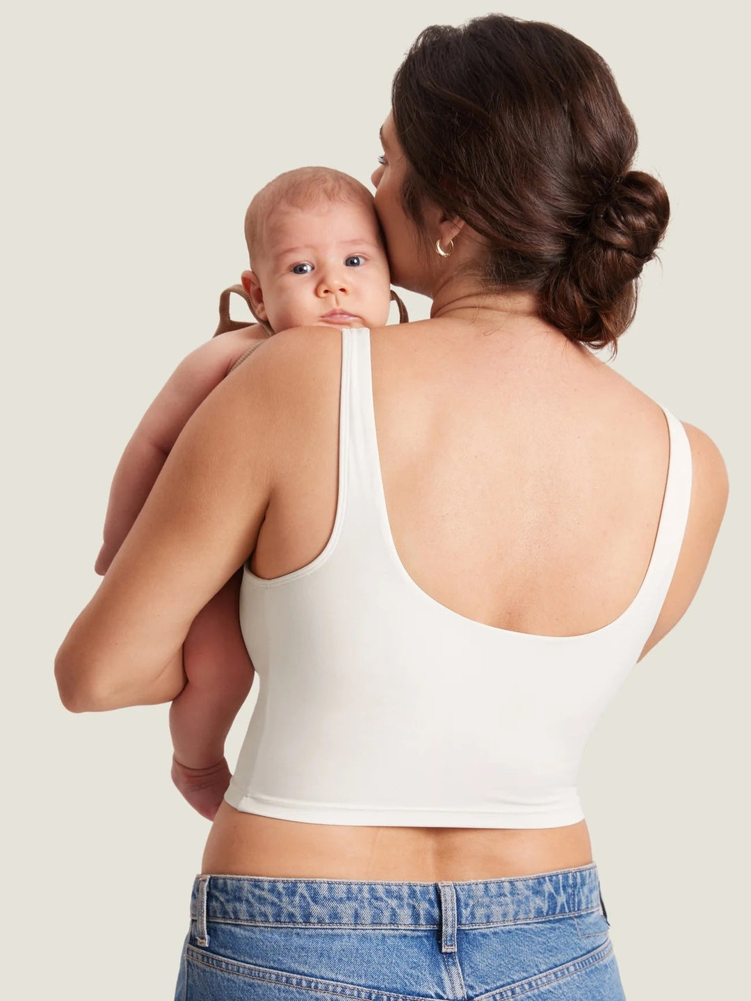 Camisole courte maternité et allaitement natrelax blanc Momanda Mlle et Coco