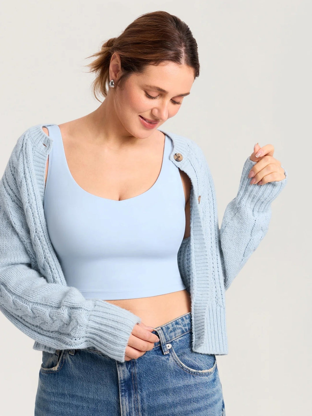 Camisole courte maternité et allaitement Natrelax Bleu glace Momanda Mlle et Coco
