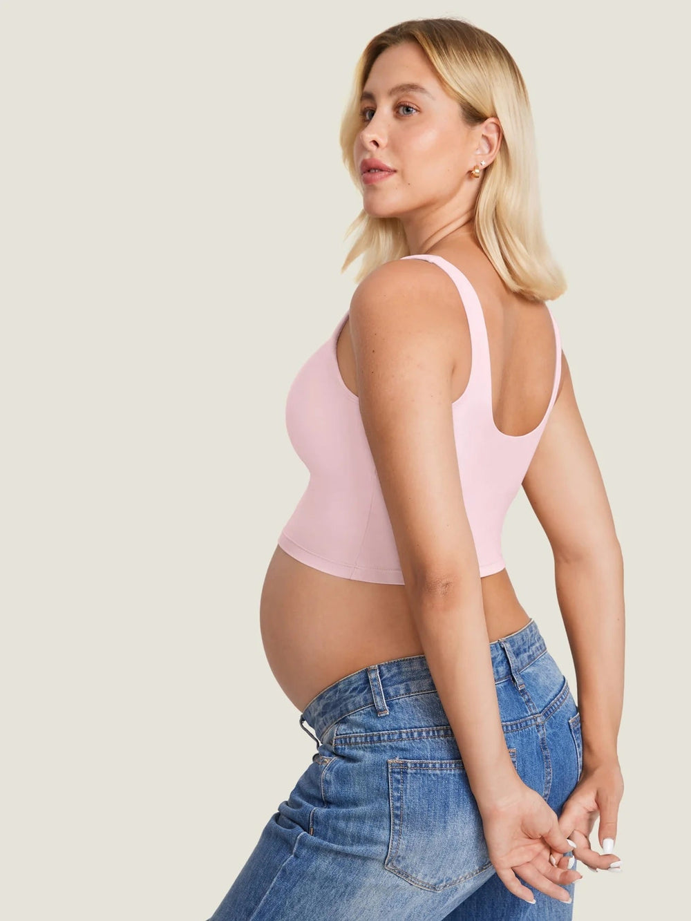 Camisole courte allaitement et maternité natrelax rose fraise Momanda Mlle et Coco
