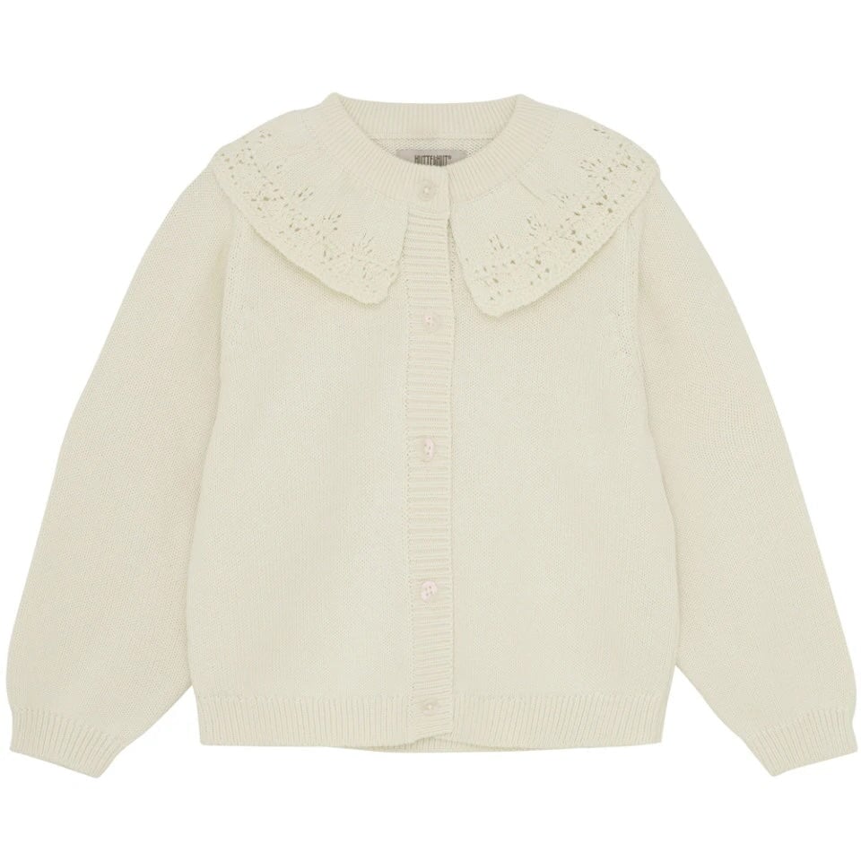 Cardigan tricot blanc antique coton biologique Huttelihut Mlle et Coco