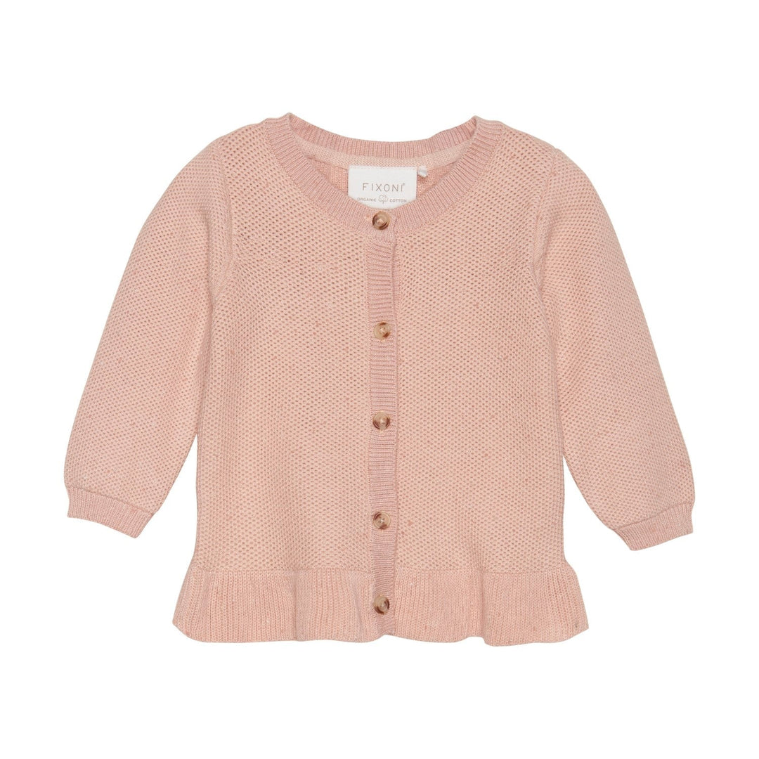 cardigan tricot manches longues boutons rose pétale Fixoni vêtement enfant