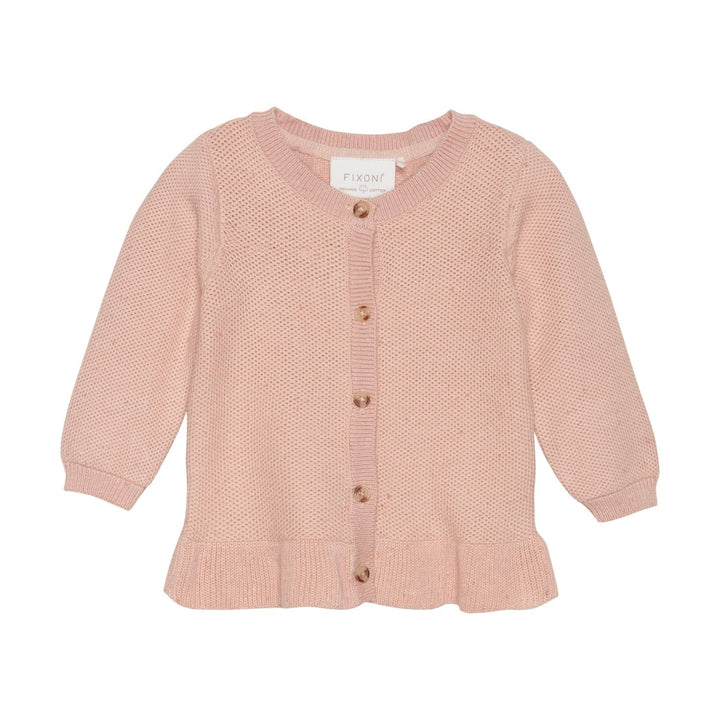 cardigan tricot manches longues boutons rose pétale Fixoni vêtement enfant