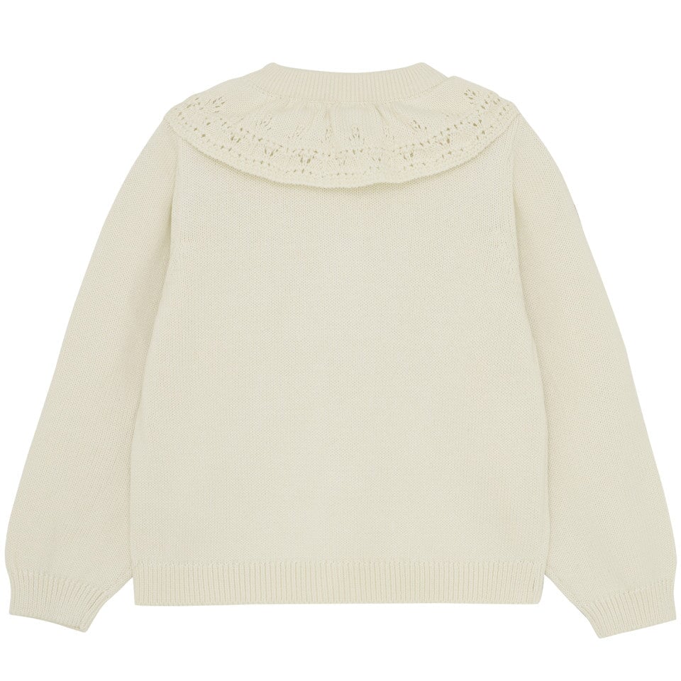 Cardigan tricot blanc antique coton biologique Huttelihut Mlle et Coco