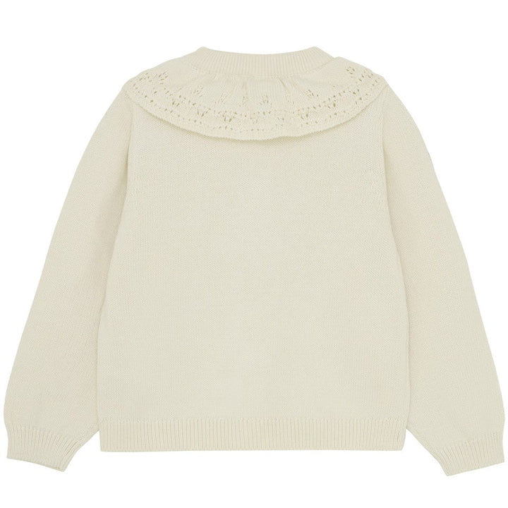 Cardigan tricot blanc antique coton biologique Huttelihut Mlle et Coco