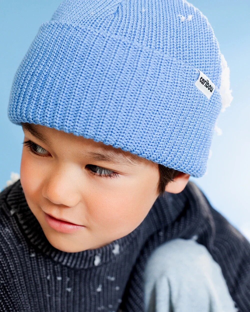 Tuque pêcheur bleu pervenche Caribou hiver Mlle et Coco