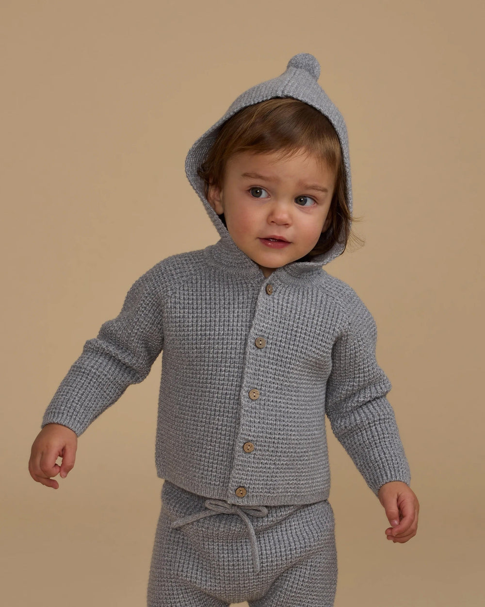 veste cardigan capuchon tricot gris Rylee+Cru Mlle et Coco