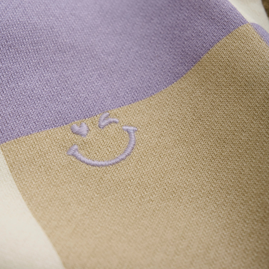 Pull à carreaux beige, mauve et taupe Daily Seven Mlle et Coco