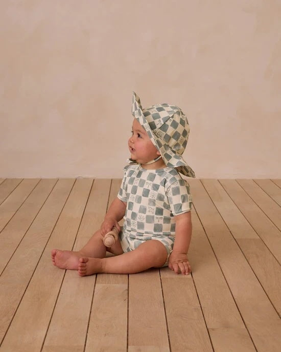 Maillot de bain Coastal Check ivoire motifs carreaux sauge Rylee + Cru Mlle et Coco