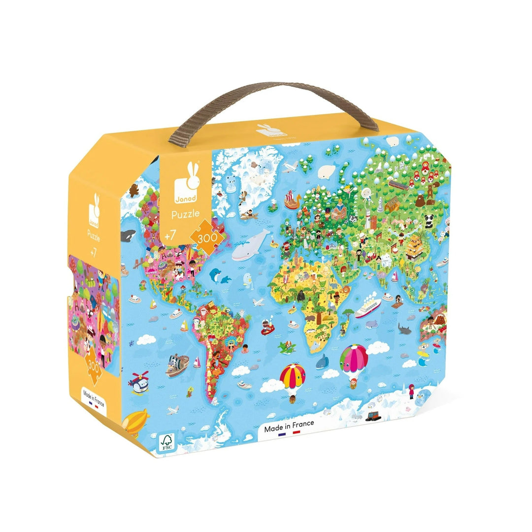 puzzle 300 morceaux carte du monde Janod Mlle et Coco