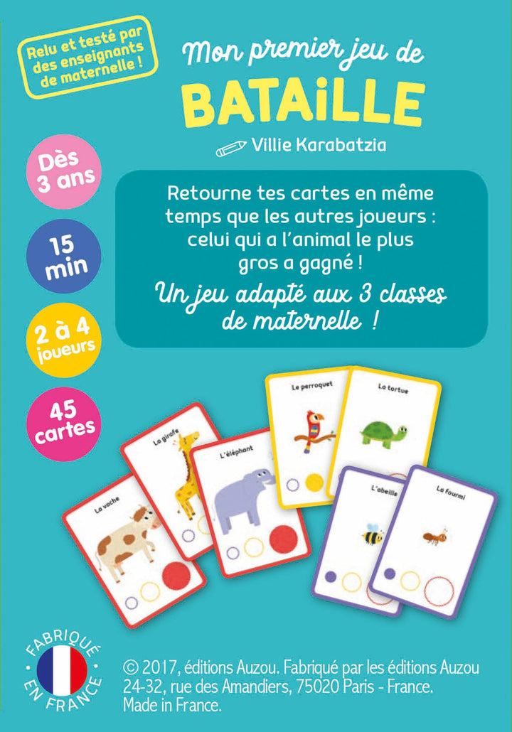 Jeu de cartes - 1er jeu de bataille - Animaux du Monde - Auzou éditions Jouet/jeux Auzou éditions 